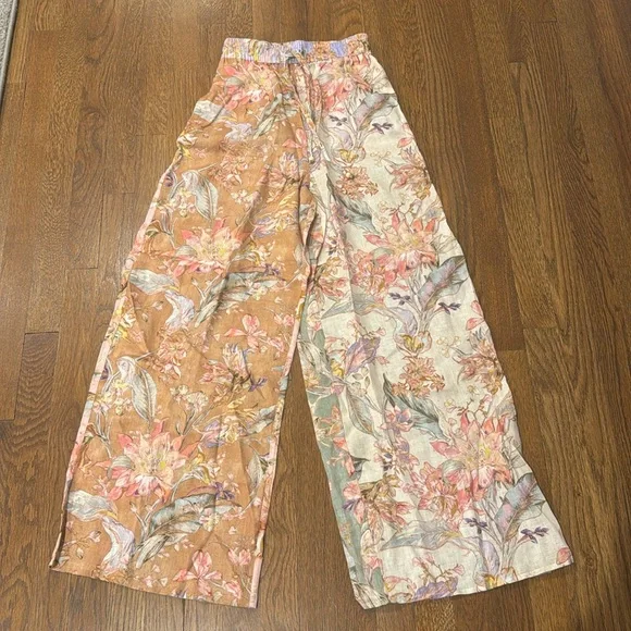 ZIMMERMANN Cira Printed Linen Straight Pants In Multicolore - Picture 2 of 6